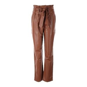 Commando Faux Leather Paperbag Waist Pants Brown Cocoa Tie Belt High Rise NWT S
